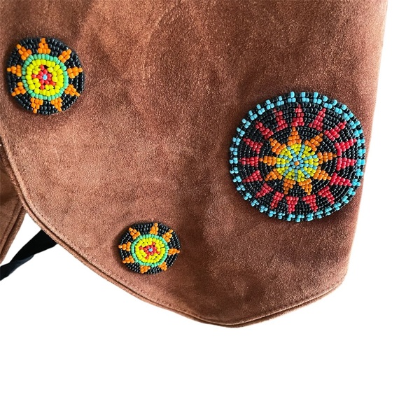 Gammon Shire Vintage Suede Leather Beaded Western Southwest Vest OSFA - Picture 2 of 8